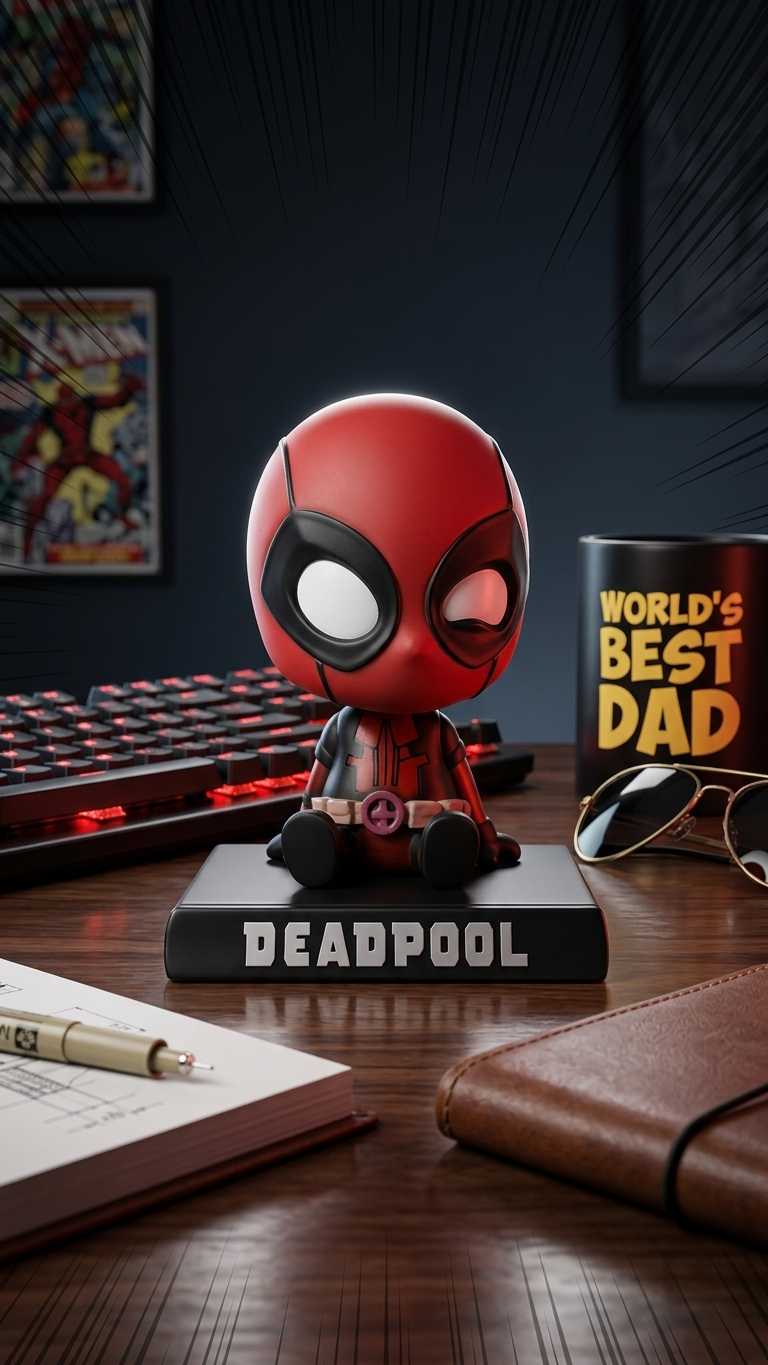 Marvel Universe: Deadpool "Winking Merc" Chibi Bobblehead & Mobile Holder