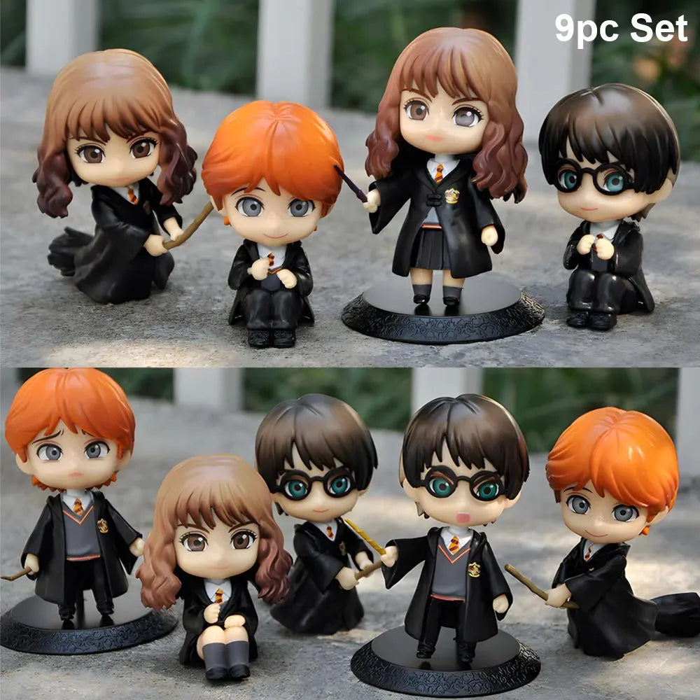 Harry Potter: The Golden Trio Magic & Quidditch Mini Figurine Set (9-Piece Collection)