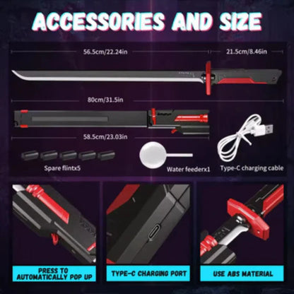 Sparkblade LED Light Sword with Smoke & Spark Effects | 7-Color Light-Up Toy Sword | Sci-Fi Cosplay & Display Prop