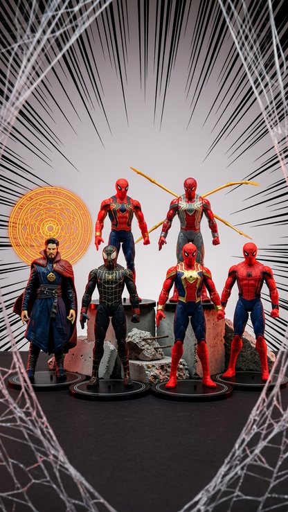 Marvel Studios Spider-Man & Doctor Strange: "Multiverse Convergence" Premium Multi-Pose Action Figure Set (Pack of 6)