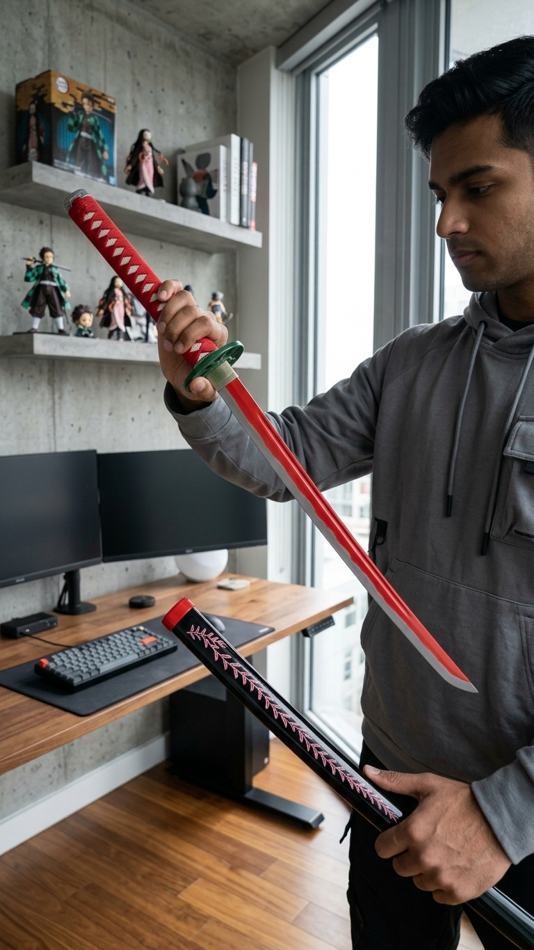Demon Slayer: Nezuko Kamado "Demon Awakening – Crimson Nichirin Blade" Premium 104cm Cosplay Katana (Fully Assembled)