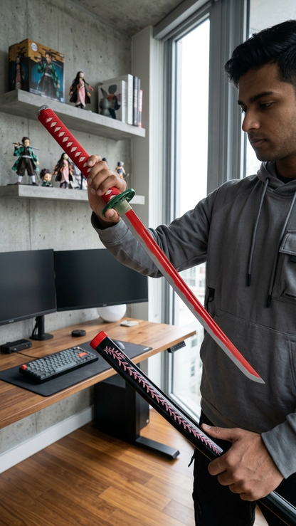Demon Slayer: Nezuko Kamado "Demon Awakening – Crimson Nichirin Blade" Premium 104cm Cosplay Katana (Fully Assembled)