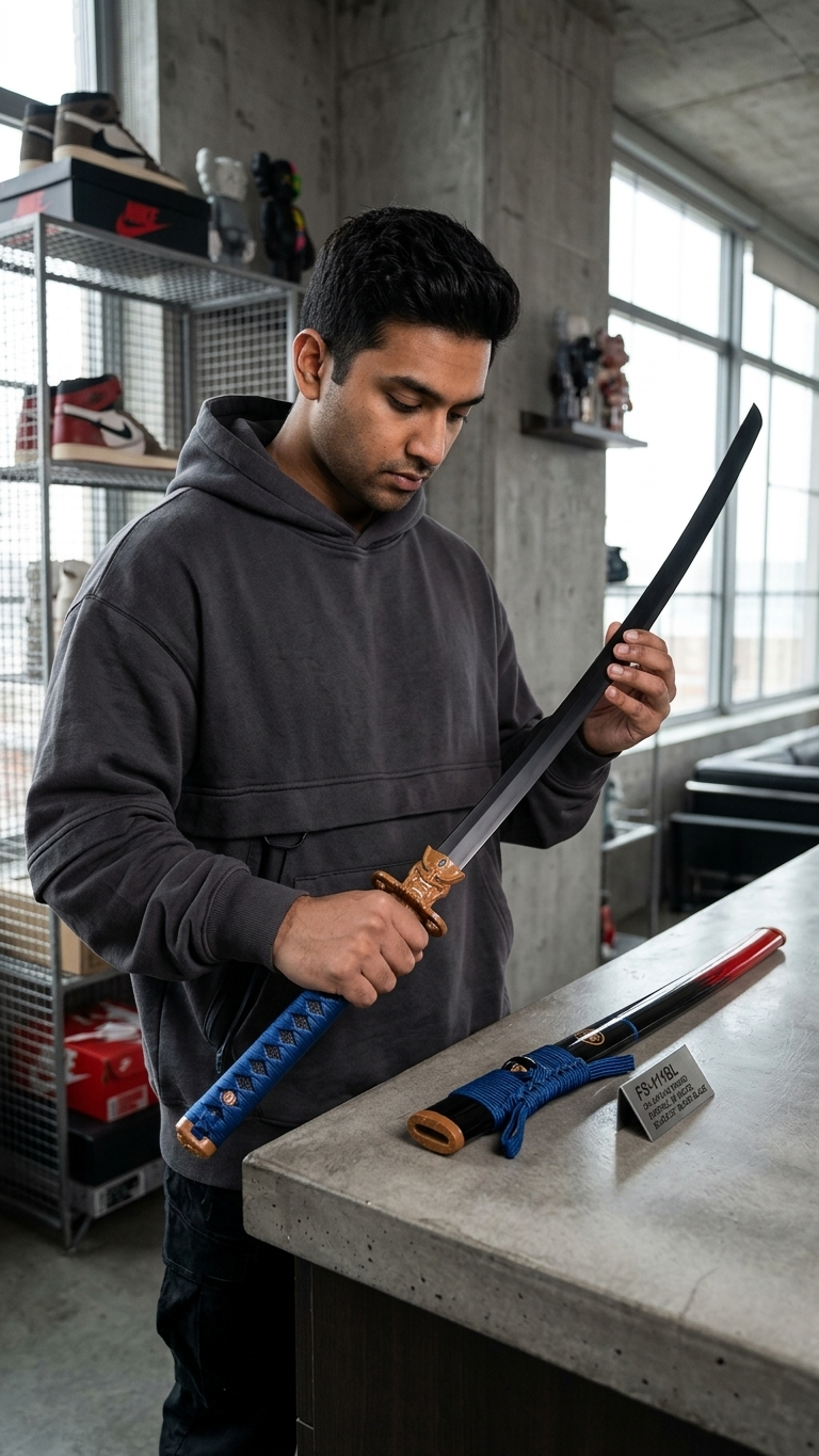 Valorant: "Onimaru Kunitsuna" (Oni Collection) Blue 104cm Fully Assembled Wooden Replica Katana