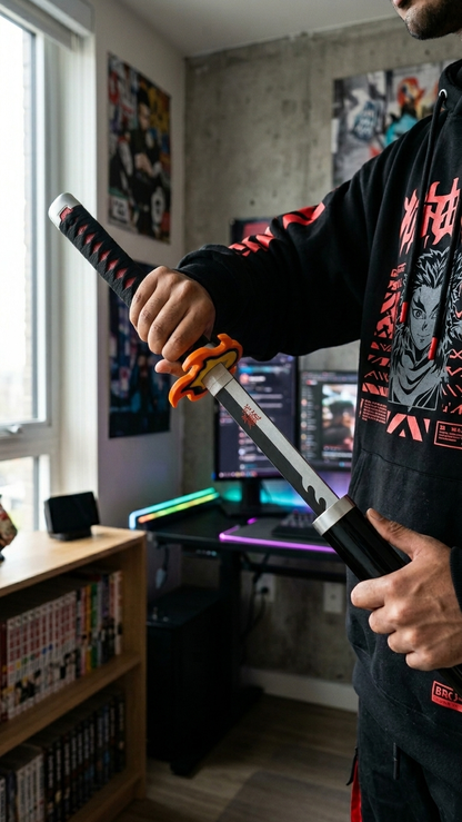 Demon Slayer: Tanjiro Kamado "Hinokami Kagura" Wooden Katana – Flame Edition (104cm)