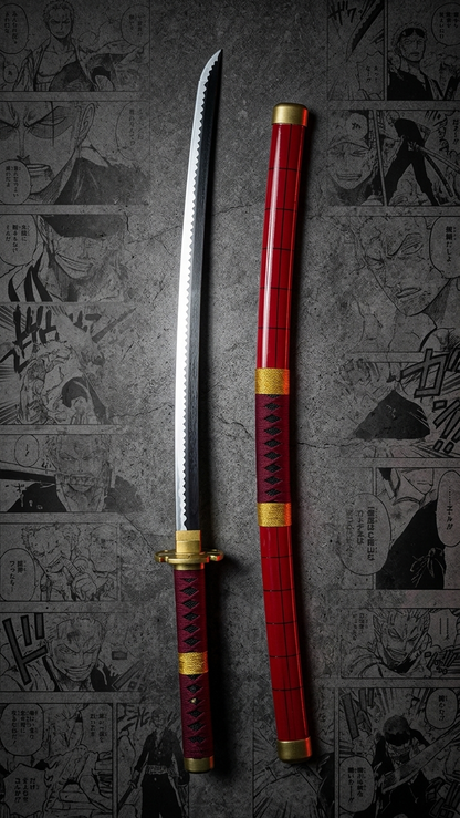 One Piece: Roronoa Zoro "Sandai Kitetsu" Wooden Katana – Cursed Blade Edition (103cm)