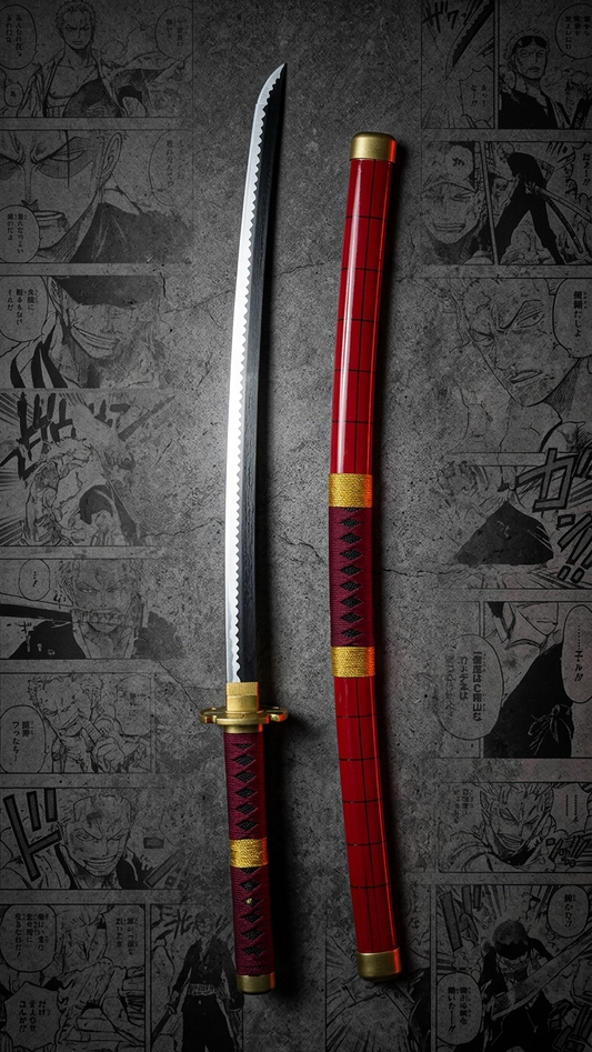 One Piece: Roronoa Zoro "Sandai Kitetsu" Wooden Katana – Cursed Blade Edition (103cm)