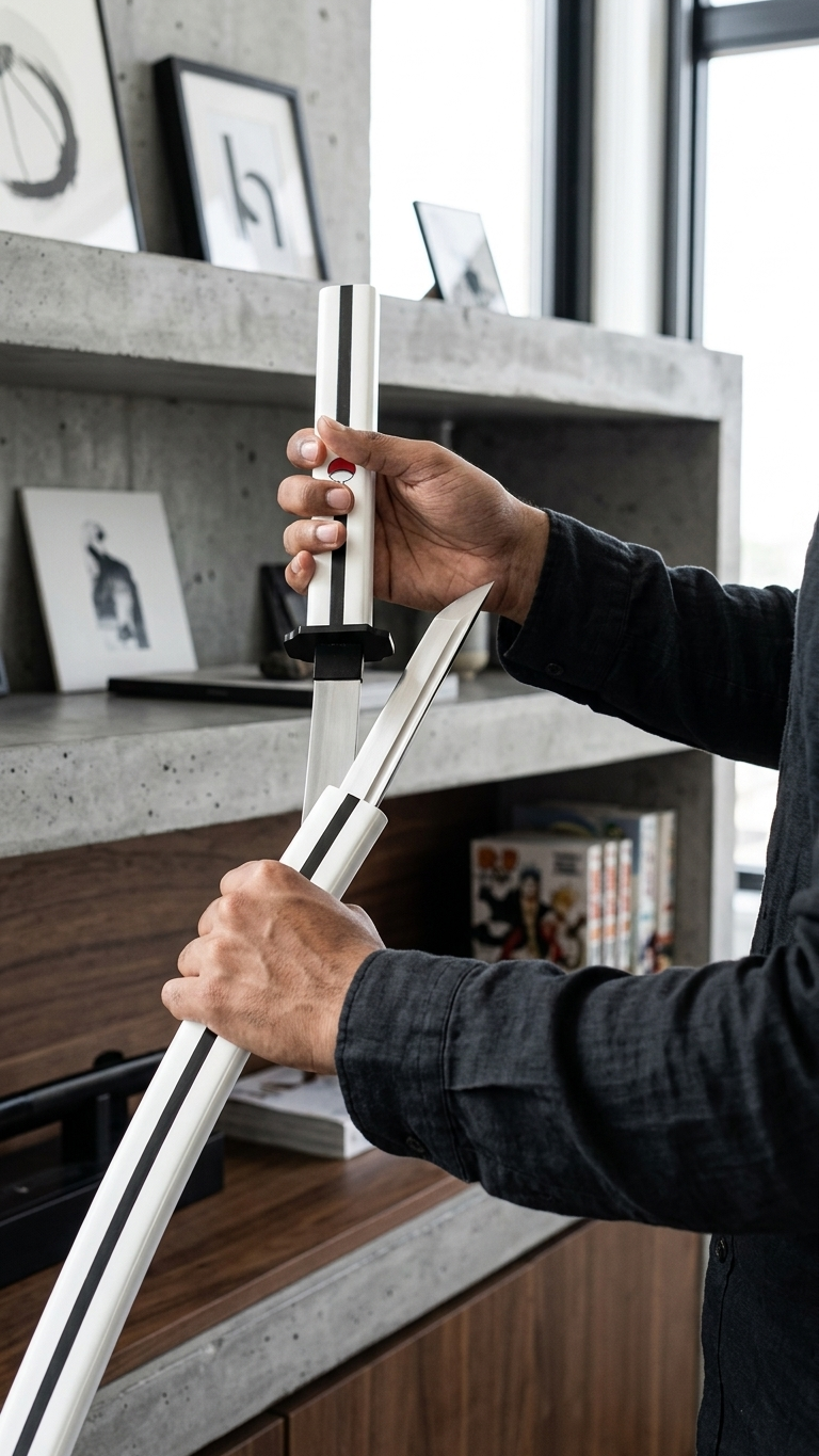 Naruto Shippuden: Sasuke Uchiha Wooden Katana – White "Kusanagi" Edition (104cm)