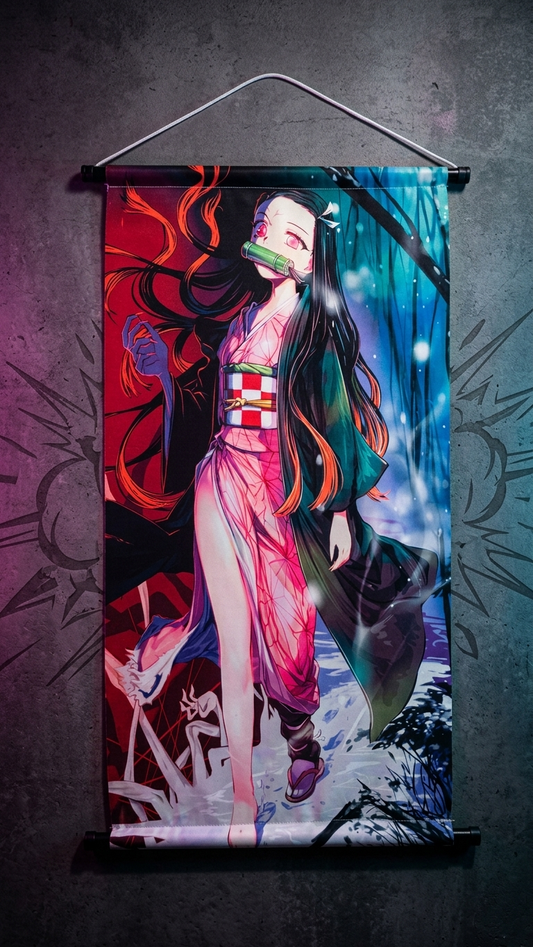 Demon Slayer: Nezuko Kamado "Pink Blossom" Premium Fabric Wall Scroll