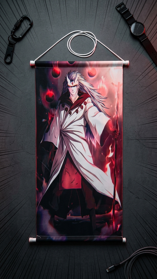 Naruto Shippuden: Madara Uchiha "Legendary Leader" Premium Fabric Wall Scroll