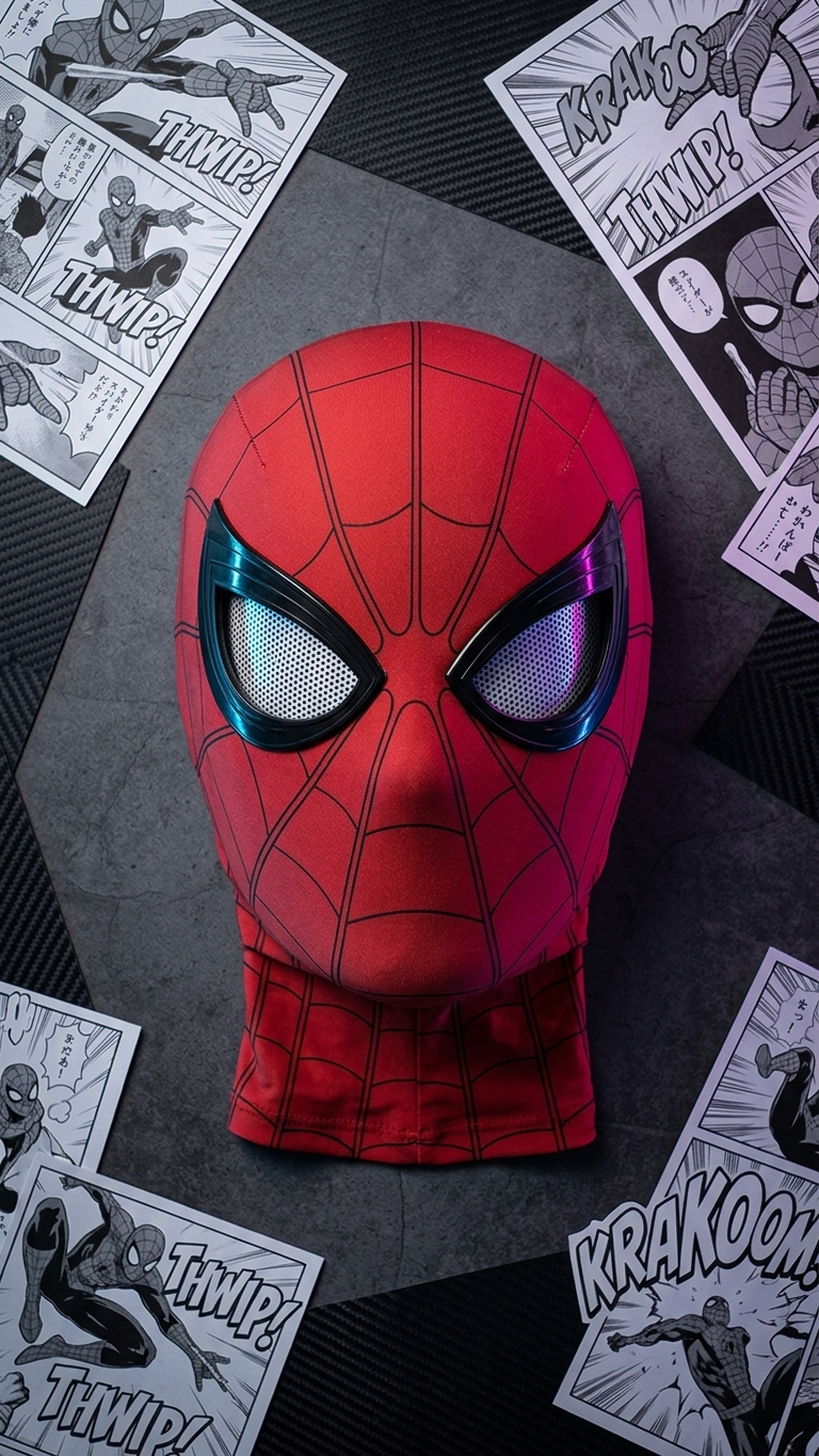 Spider-Man Classic Red Interactive Mask with Chin-Activated Lens Motion