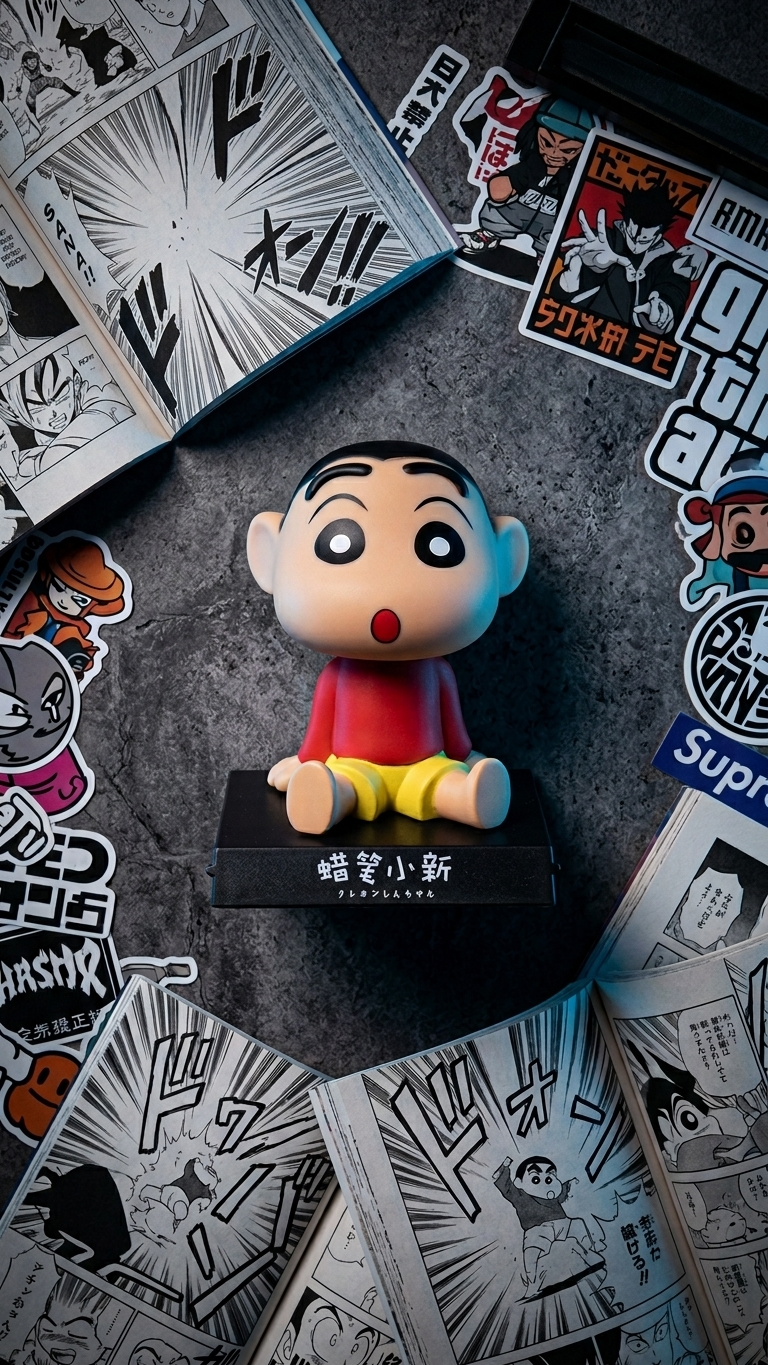 Shinchan with Shiro Bobblehead – Cute Cartoon Figure (With Box)