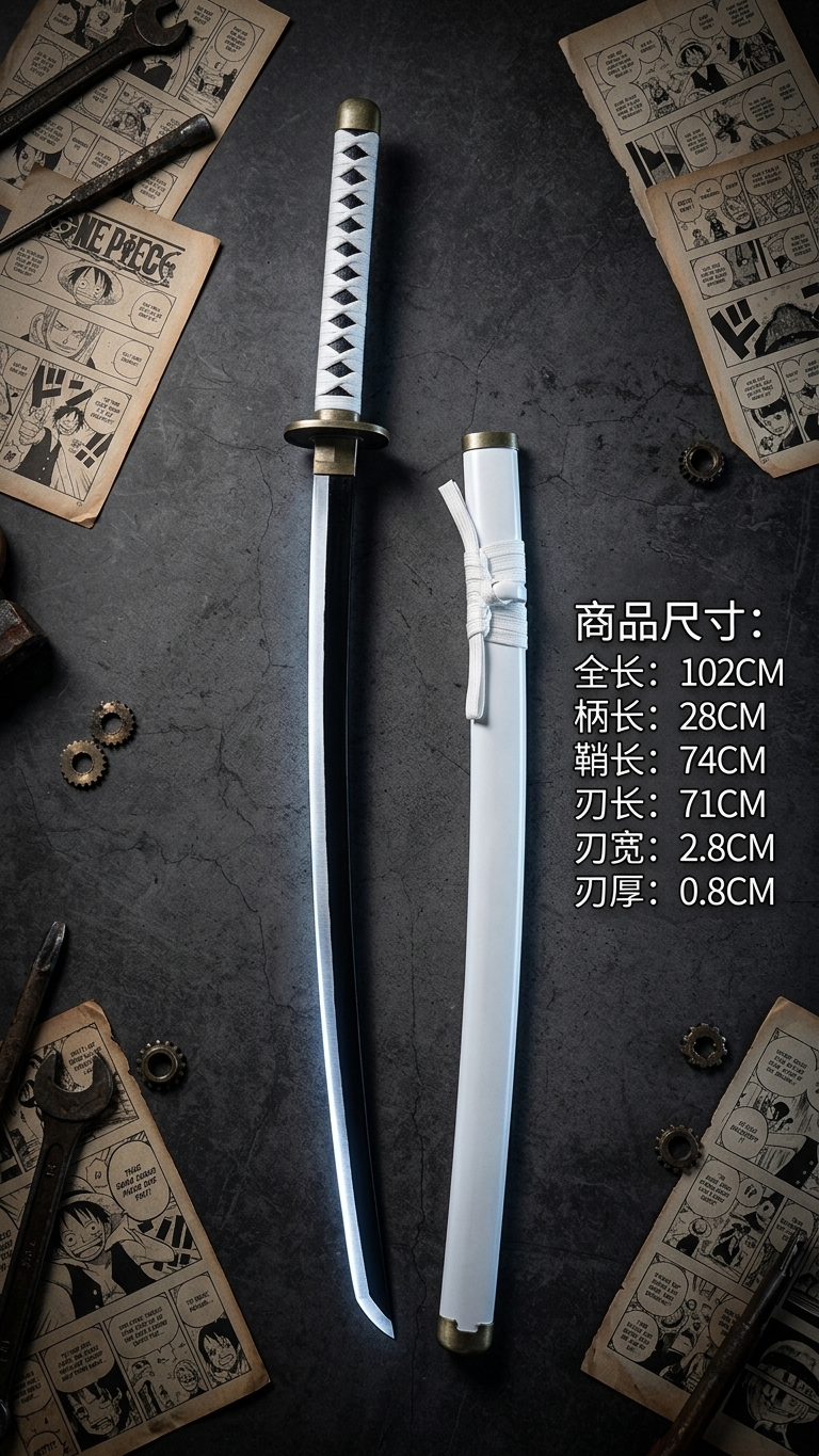 One Piece: Roronoa Zoro "Wado Ichimonji" Wooden Katana – Great Grade Meito (104cm)