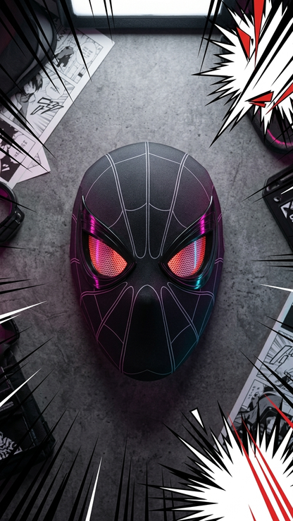 Spider-Man Black "Miles Morales" Electronic Mask with Touch-Control Light-Up Eyes