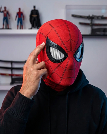 Spider-Man Classic Red Electronic Mask with Touch-Control Light-Up Eyes and Chin-Activated Motion