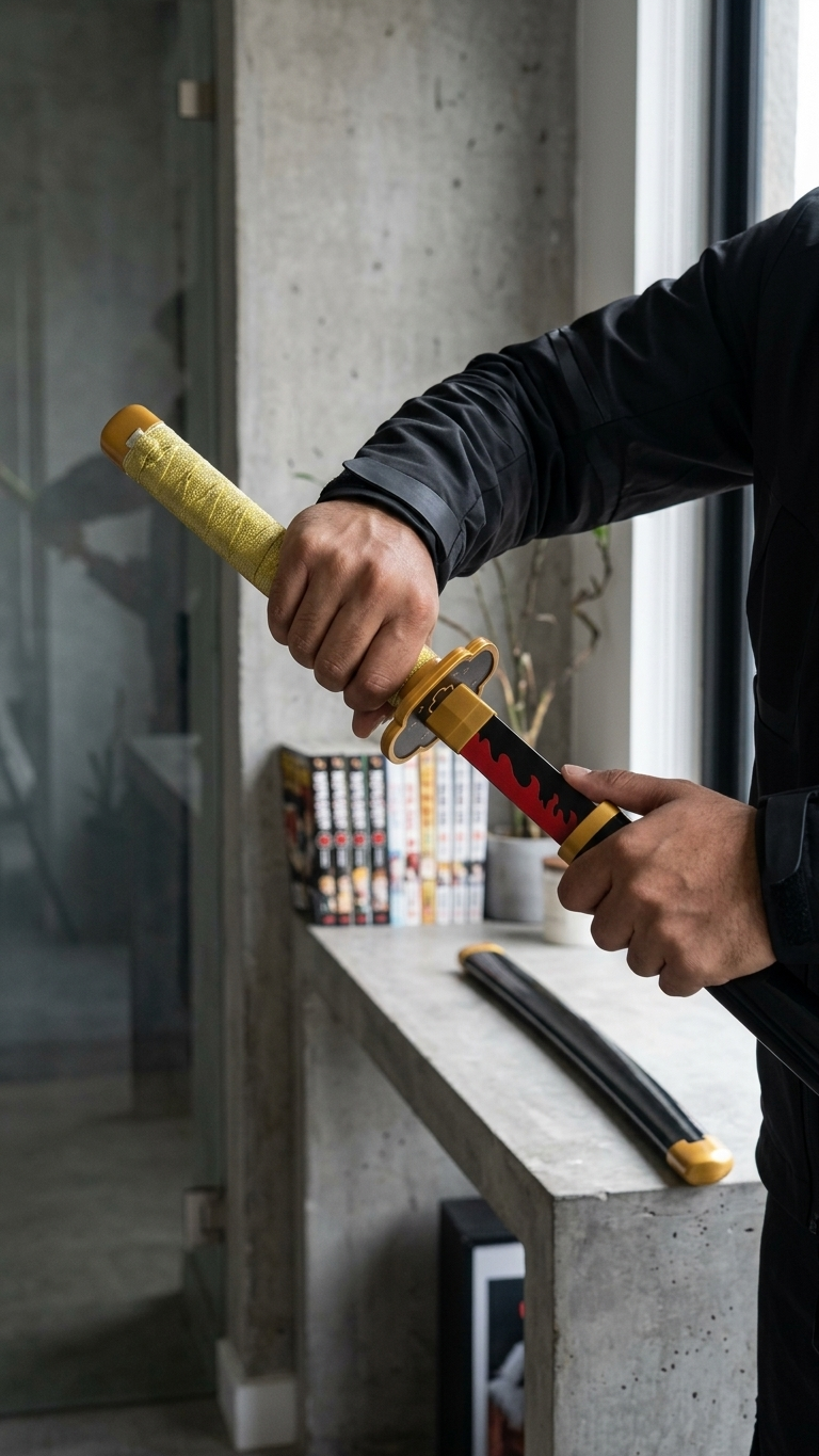 Demon Slayer: Yoriichi Tsugikuni Nichirin Wooden Katana – Sun Breathing Edition (104cm)