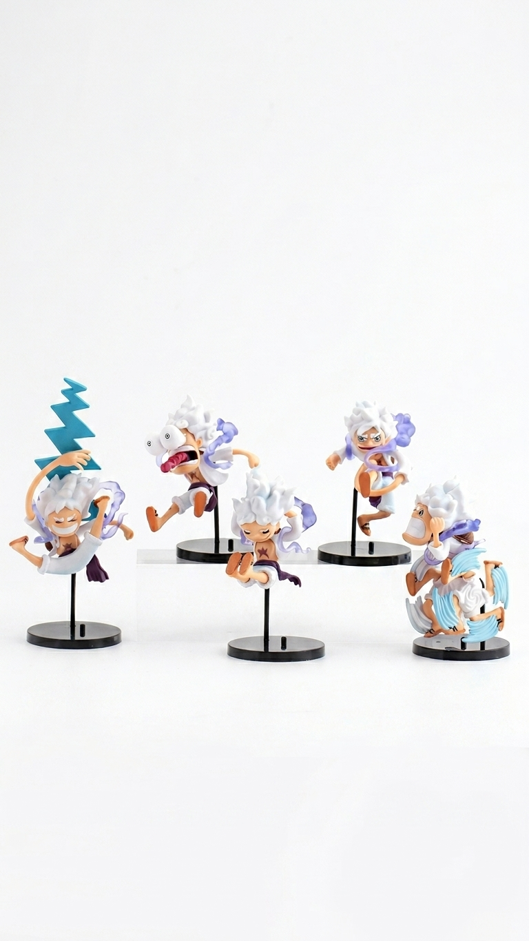 Gear 5 Luffy Crazy Reaction Figure – Set of 5pcs | One Piece