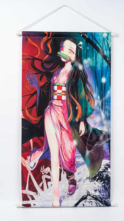 Demon Slayer: Nezuko Kamado "Pink Blossom" Premium Fabric Wall Scroll