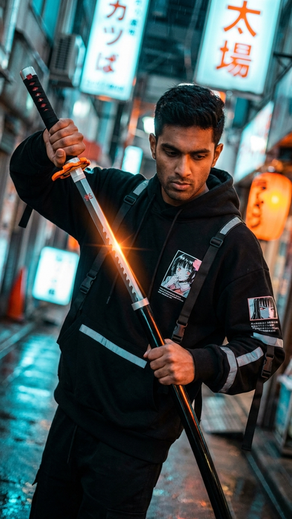 Demon Slayer: Tanjiro Kamado "Hinokami Kagura" Wooden Katana – Flame Edition (104cm)