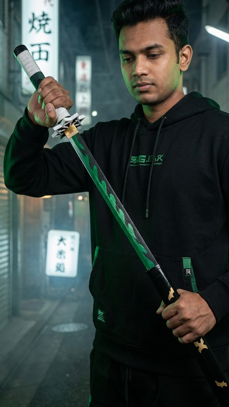 Demon Slayer: Sanemi Shinazugawa Nichirin Wooden Katana – Wind Breathing Edition (104cm)