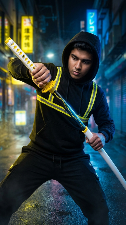 Demon Slayer: Zenitsu Agatsuma Nichirin Wooden Katana – Thunder Breathing Edition (104cm)