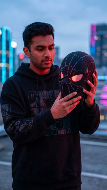 Spider-Man Black "Miles Morales" Electronic Mask with Touch-Control Light-Up Eyes
