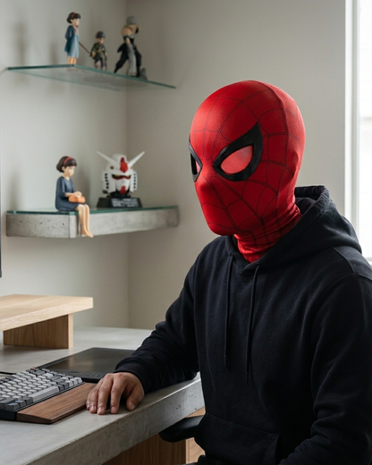 Spider-Man Classic Red Electronic Mask with Touch-Control Light-Up Eyes and Chin-Activated Motion
