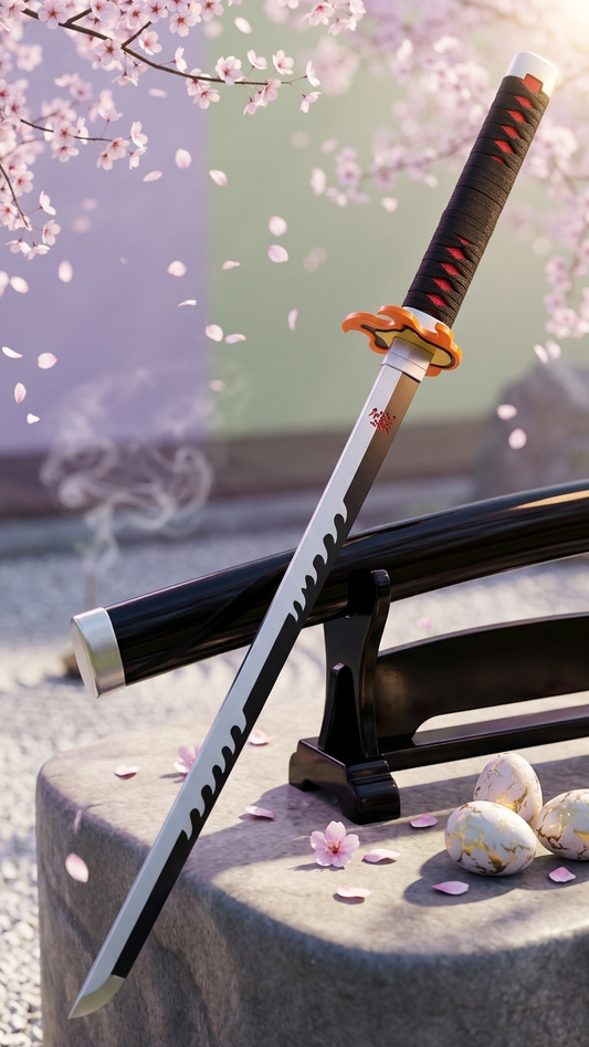 Demon Slayer: Tanjiro Kamado "Hinokami Kagura" Wooden Katana – Flame Edition (104cm)