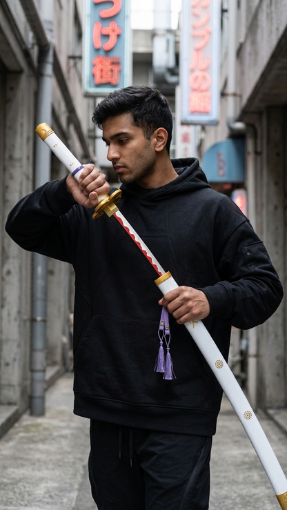 One Piece: Roronoa Zoro "White Enma" Wooden Katana – Master Series (104cm)