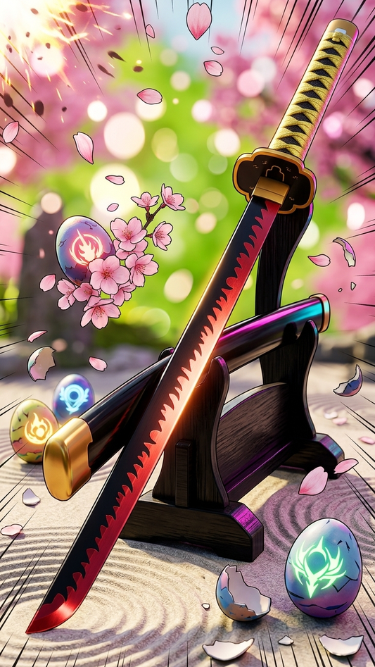 Demon Slayer: Yoriichi Tsugikuni Nichirin Wooden Katana – Sun Breathing Edition (104cm)