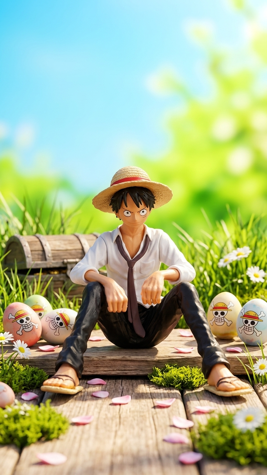 One Piece Monkey D. Luffy "Gear 5" Sitting Collectible Figure – Sun God Nika Edition