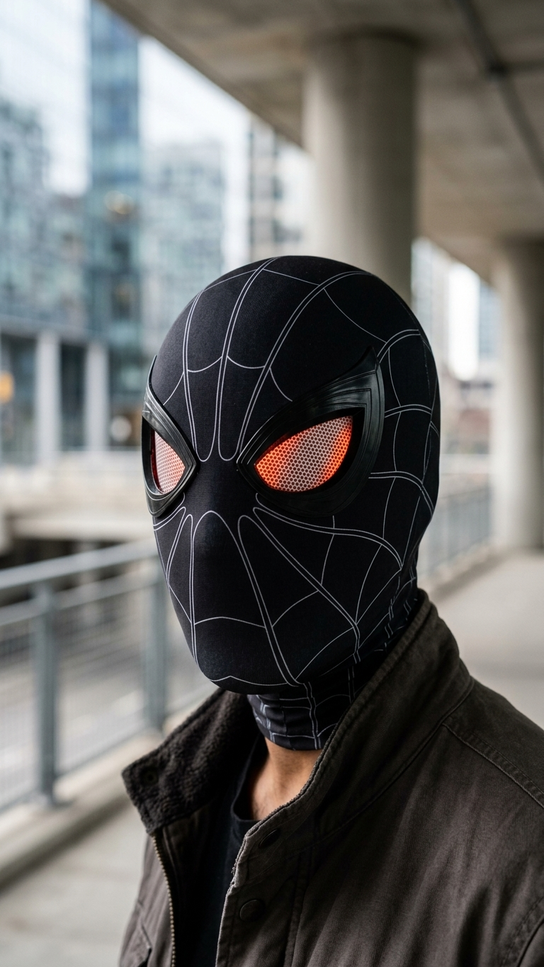 Spider-Man Black "Miles Morales" Electronic Mask with Touch-Control Light-Up Eyes