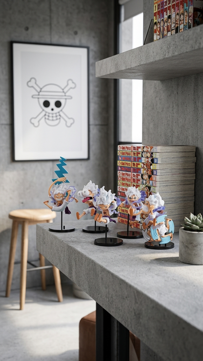 Gear 5 Luffy Crazy Reaction Figure – Set of 5pcs | One Piece