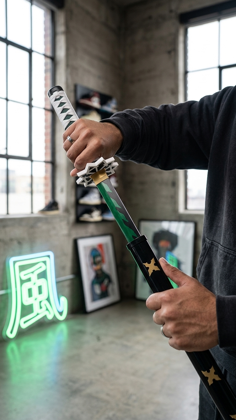 Demon Slayer: Sanemi Shinazugawa Nichirin Wooden Katana – Wind Breathing Edition (104cm)