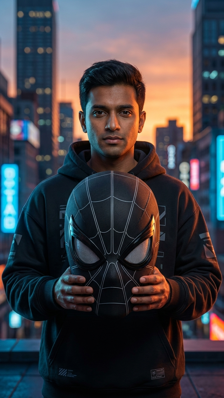 Spider-Man Black "Miles Morales" Classic Fabric Mask (Normal)