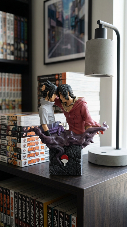 Sasuke & Itachi Uchiha Face-Off Action Figure – 17cm | Stone Base Diorama (With Box)