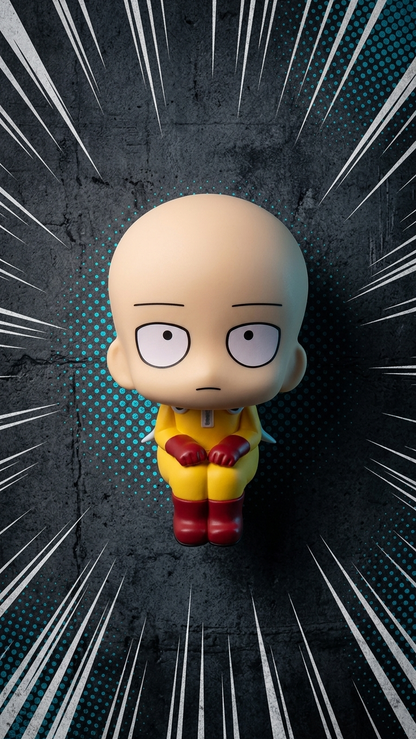 One Punch Man: Saitama Premium "Look Up" (Rukappu) Chibi Figure – Bored Hero Edition (11cm)