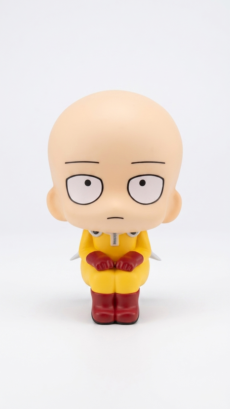 One Punch Man: Saitama Premium "Look Up" (Rukappu) Chibi Figure – Bored Hero Edition (11cm)