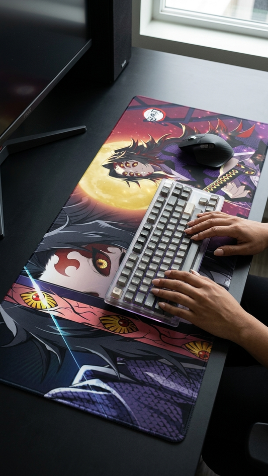 Demon Slayer: Kokushibo "Upper Moon One – Blood Moon" Premium Gaming Desk Mat & Mouse Pad (80x30cm)