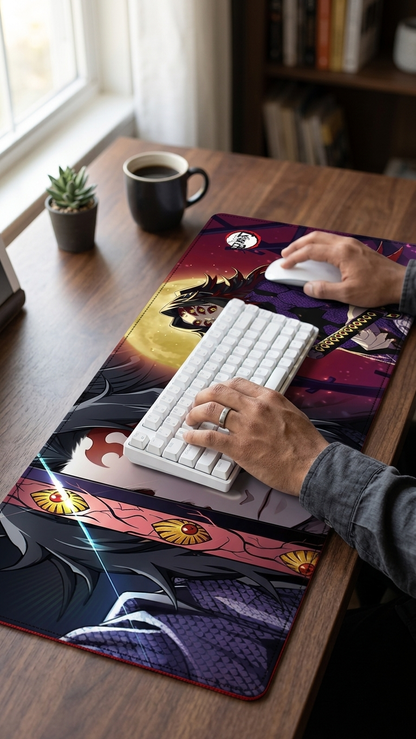 Demon Slayer: Kokushibo "Upper Moon One – Blood Moon" Premium Gaming Desk Mat & Mouse Pad (80x30cm)