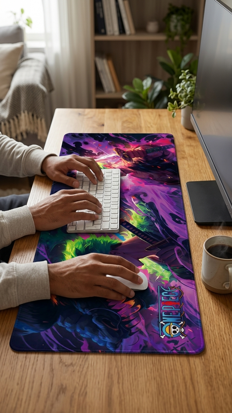 One Piece: Roronoa Zoro "Asura Aura & King of Hell" Premium Gaming Desk Mat & Mouse Pad (80x30cm)