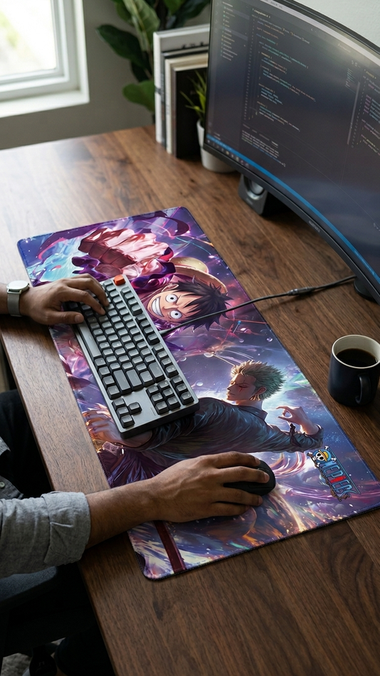One Piece: Luffy & Zoro "Cosmic Battlefront" Premium Gaming Desk Mat & Mouse Pad (80x30cm)