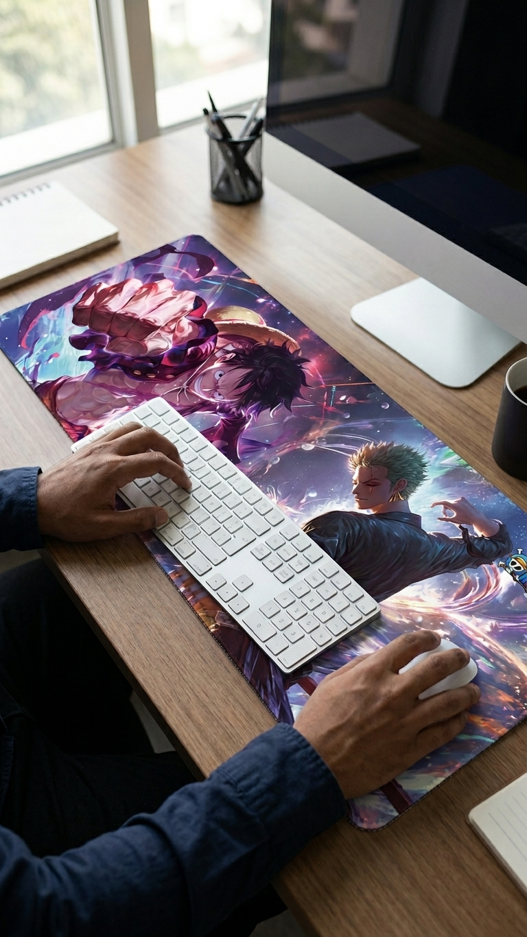 One Piece: Luffy & Zoro "Cosmic Battlefront" Premium Gaming Desk Mat & Mouse Pad (80x30cm)