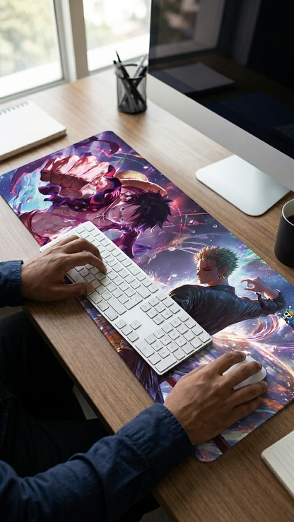 One Piece: Luffy & Zoro "Cosmic Battlefront" Premium Gaming Desk Mat & Mouse Pad (80x30cm)