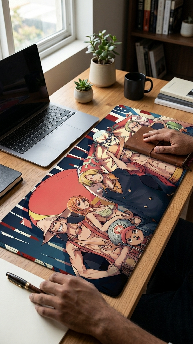One Piece: Straw Hat Crew "New World Is Waiting" Premium Gaming Desk Mat & Mouse Pad (80x30cm)