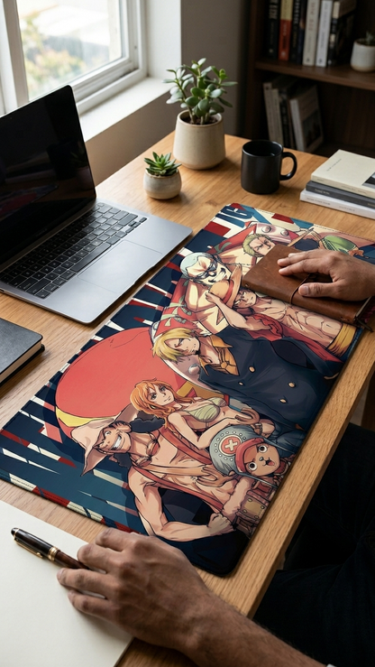 One Piece: Straw Hat Crew "New World Is Waiting" Premium Gaming Desk Mat & Mouse Pad (80x30cm)