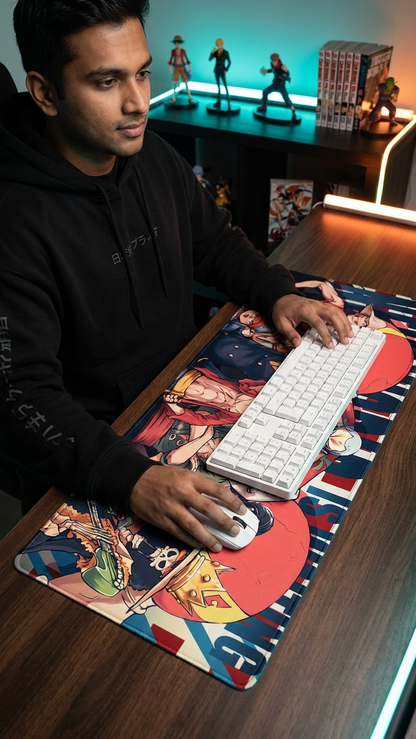 One Piece: Straw Hat Crew "New World Is Waiting" Premium Gaming Desk Mat & Mouse Pad (80x30cm)