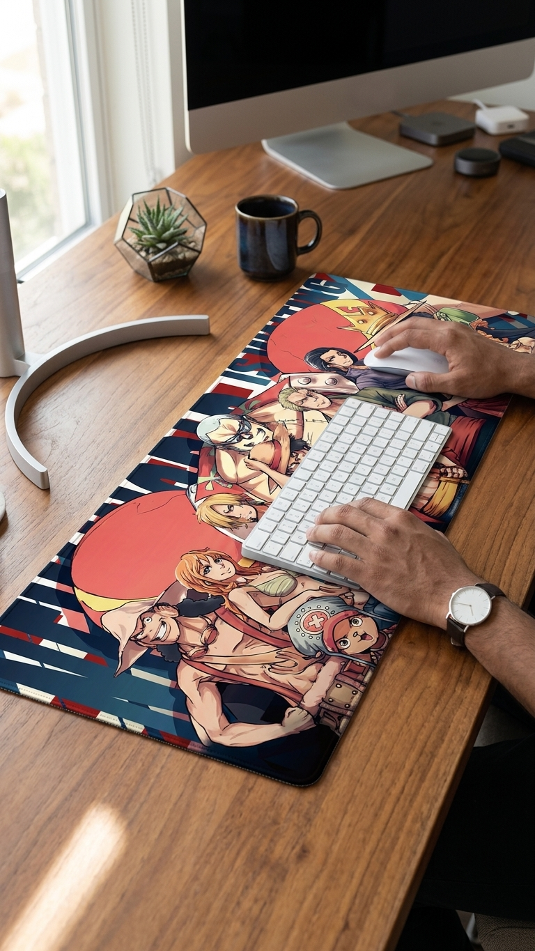 One Piece: Straw Hat Crew "New World Is Waiting" Premium Gaming Desk Mat & Mouse Pad (80x30cm)