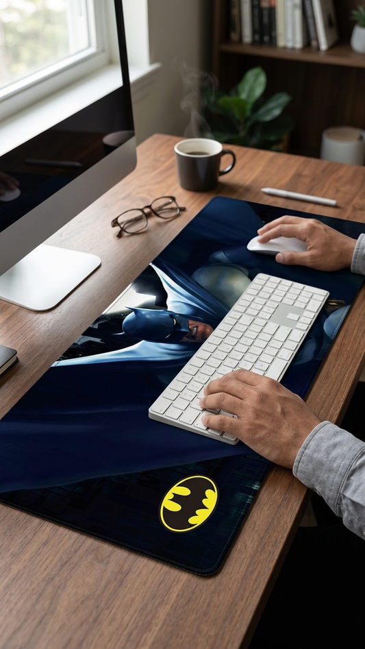 DC Comics Batman: "The Dark Knight – Gotham Skyline" Premium Gaming Desk Mat & Mouse Pad (80x30cm)