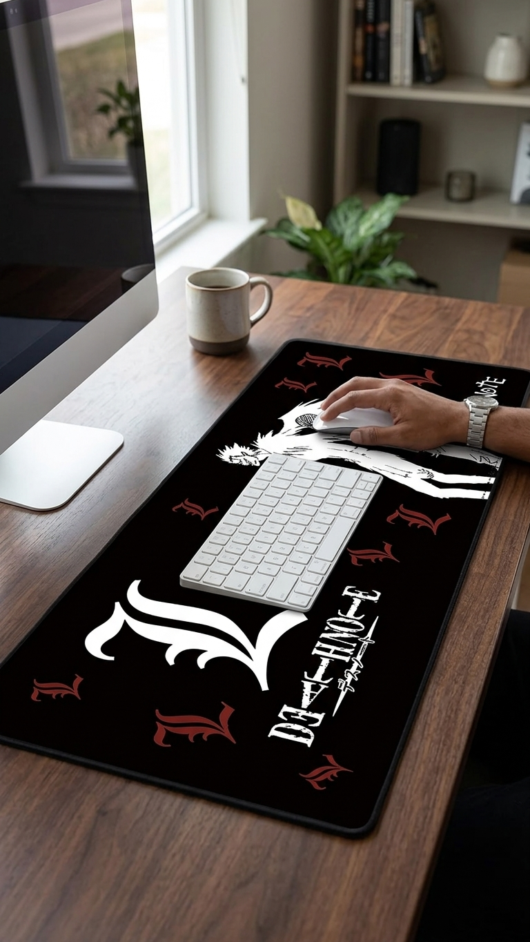 Death Note: "Light & Ryuk – Lawliet Shadow" Premium Gaming Desk Mat & Mouse Pad (80x30cm)