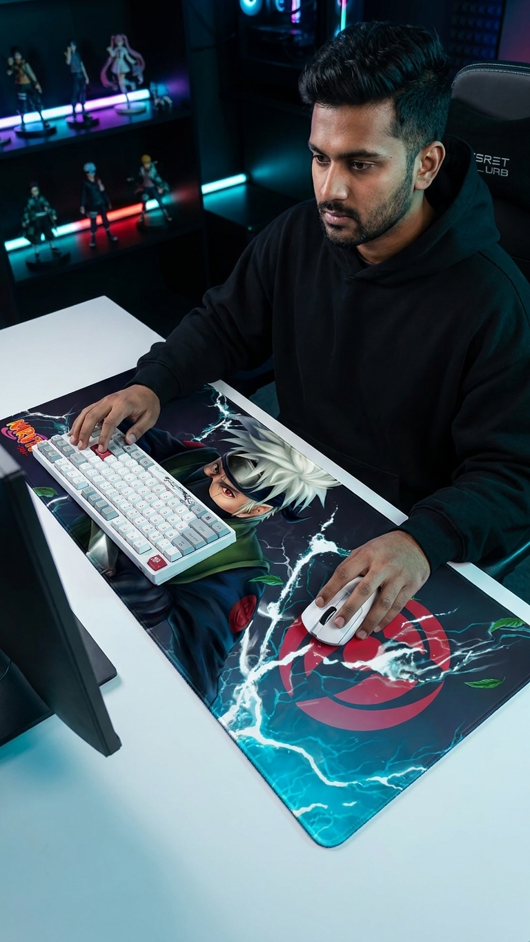 Naruto Shippuden: Kakashi Hatake "Chidori Lightning Bolt" Premium Gaming Desk Mat & Mouse Pad (80x30cm)